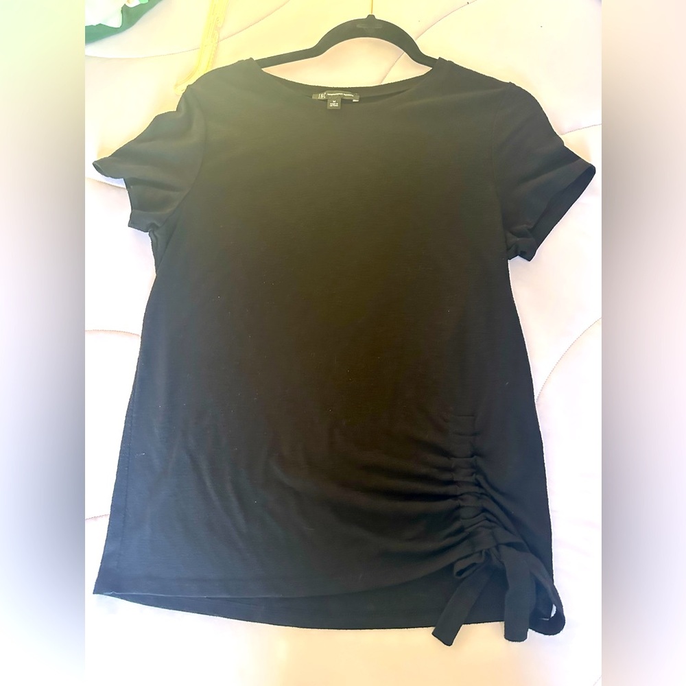 INC International Concepts Black Side Tie Tee